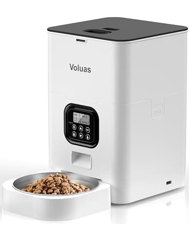 VOLUAS Automatic Cat Feeders - Timed Pet Feeder for Cats and Dogs with Dry Food Dispenser, Desiccant Bag, Programmable Portion Control, 4 Daily Meals, 10s Voice Recorder