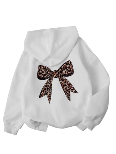 Ecolala Girls Long Sleeve Hooded Sweatshirt Thick Graphic Hoodie Cute Pullovers Tops White 11-12Y