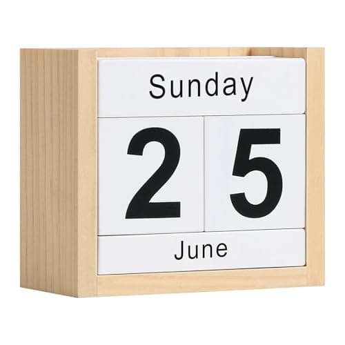 Best Wooden Blocks Calendars #3 from DEERINE DEERINE Wooden Block Calendar for Desk, Daily Desktop Perpetual Desk Calendar, Cute Date Display Blocks Desk Accessory for Home Office Decor, Teacher, Classroom, Reusable Yearly, Wood Grain