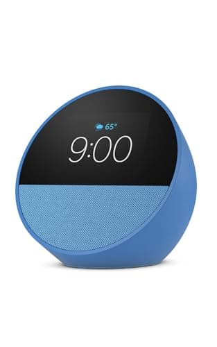 Amazon Echo Spot (newest model), Great for nightstands, offices and kitchens, Smart alarm clock with Alexa+ Early Access, Ocean Blue