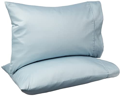 Amazon Basics 400 Thread Count Cotton Pillow Case, Standard, Set of 2, 30" L x 20" W, Smoke Blue