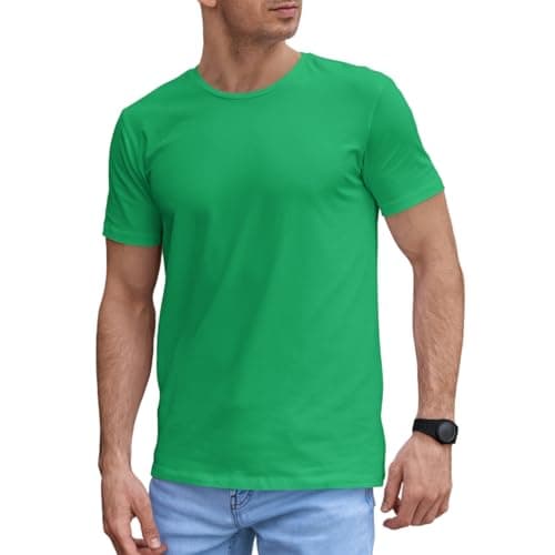 ZYLOQ Mens Crew Neck Short Sleeve T-Shirts Cotton Breathable Summer Tees S-2XL Irish Green