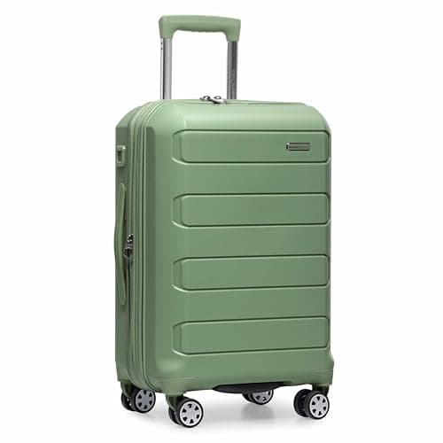 Traveler's Choice Pagosa Indestructible Hardshell Expandable Spinner Luggage, Green, 22-Inch Carry-on