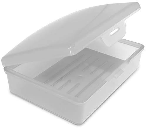 American Comb Travel Soap Box with lid - Clear White - Perfect for Traveling, Gym, or Storage. Made in The USA.