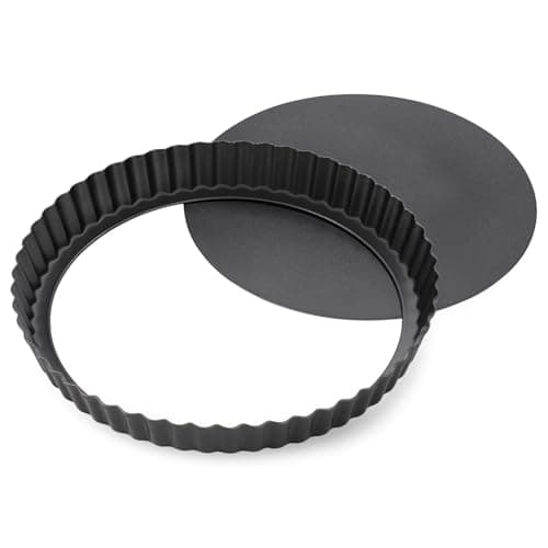 Maclia Tart Pan Removable Bottom - 9 Inch Non-Stick Carbon Steel Pie Pan for Baking Tarts, Pies, Quiches, Brownies, Quiche Baking Dish with Fluted Edges, Fruit Tart Mold