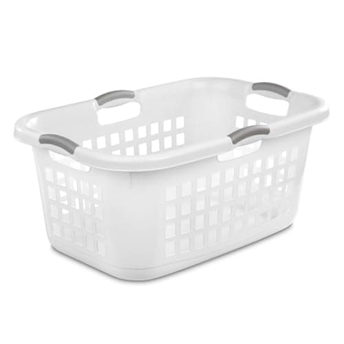 Sterilite 6 Pack Plastic Laundry Basket Clothes Hamper, 2 Bushel, Ultra, White