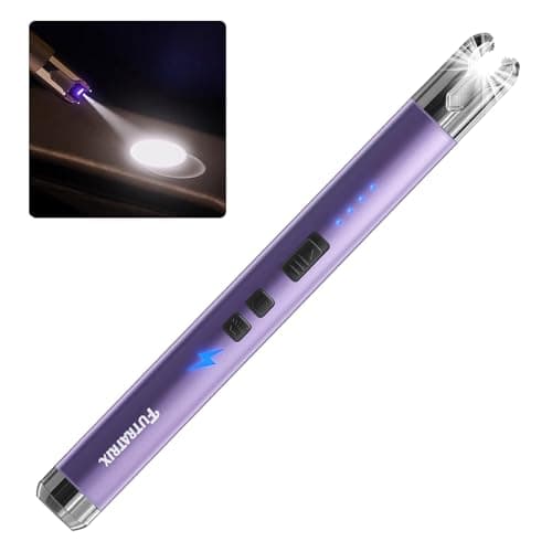 Futratrix Lighter Electric Candle Lighter Birthday Gifts for Women Mom Wife Men, Flashlight Function Electronic Rechargeable USB Lighter Arc Windproof Flameless Lighters for Candle Camping BBQ