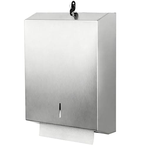 Paper Towel Dispenser Wall Mount Commercial, Brushed Stainless Steel & Fingerprint Resistant, Lockable, for c fold/Multifold/Trifold Paper Towels, Touchless Hand Towels Holder