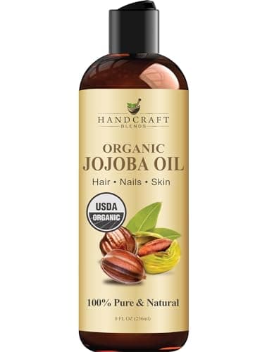Handcraft Blends USDA Organic Jojoba Oil | Cold-Pressed | 8 Fl Oz | 100% Pure & Natural | for Hair, Skin & Face | Premium Grade Carrier Oil | for Massage & Aromatherapy | Hexane-Free