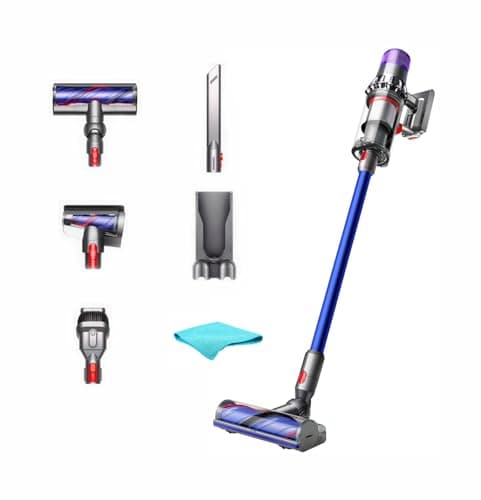 Dyson V11 Cordless Stick Vacuum - Nickel/Blue, HEPA Filter, Bagless, Up to 60 Min Runtime, Rotating Brushes, Battery Operated, 2-Year Warranty, with 5AVE Microfiber Cloth