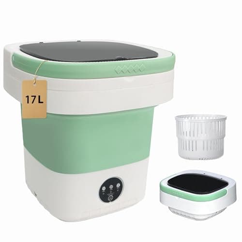 Portable Washing Machine, 17L Foldable Portable Laundry Machine and Spinner for Baby Clothes, Underwear, Socks with 3 Modes Deep Cleaning,Mini Washer for Travel, Dorms, Camping