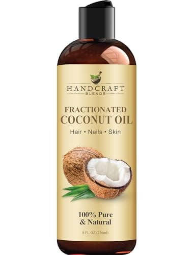 Handcraft Blends Fractionated Coconut Oil - 8 Fl Oz - 100% Pure and Natural - Premium Grade Carrier Oil for Skin and Hair - Hair and Body - Massage
