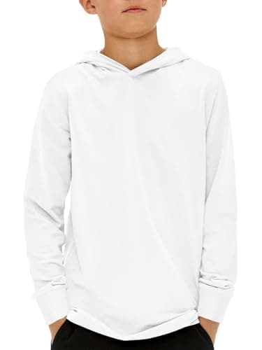 Haloumoning Boys Fashion Hoodies Kids Long Sleeve Hooded Sweatshirts 5-14 Years White