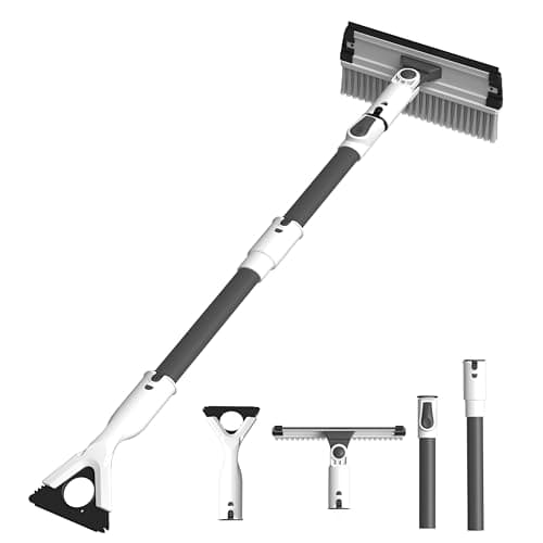 47.3" Ice Scrapers for Car Windshield, 2 in 1 Snow Brush for Car and Ice Scraper, Extendable Snow Brush for Car Windshield with Foam Grip and 180° Pivoting Brush Head for Car Automobile Vehicle Window