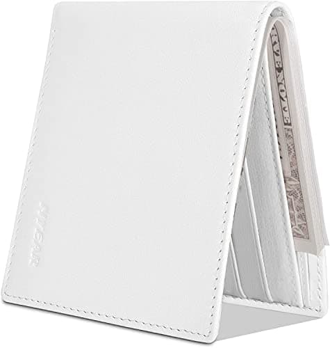 NYEAR White Wallet,Four layers conductive fabric anti RFID reading,Slim Mens Wallet Leather Bifold Wallets for Men As Nice Gifts for Birthday, Anniversary and Graduation,White