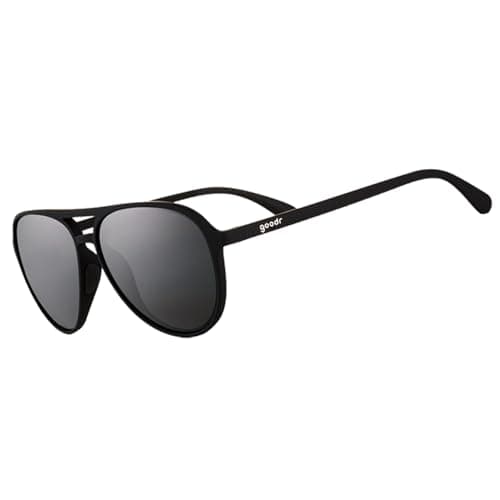 goodr Operation: Blackout Polarized Aviator Sunglasses for Men & Women, Large Sized (Mach G), Black Solid Frame with Black Non-Reflective Glare Reducing Lenses, UV400 Protection, No Slip, No Bounce