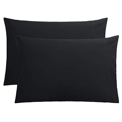 FLXXIE Microfiber Pillow Cases Queen Size Set of 2, Soft Pillowcases with Envelope Closure, Wrinkle Resistant Pillow Covers, 20x30, Black