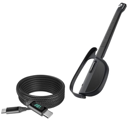 Best Stringless Smart Guitars #8 from BoxWave BoxWave Cable Compatible with LiberLive C1 Stringless Smart Guitar - PowerDisplay PD Cable (6ft) - USB-C to USB-C (100W), LED Wattage Info Extra Long Braided Nylon - Jet Black