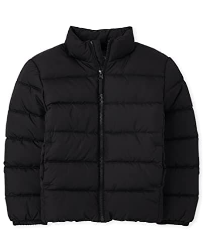 The Children's Place Boys' Medium Weight Puffer Jacket, Wind, Water-Resistant, Black, Medium (7/8)