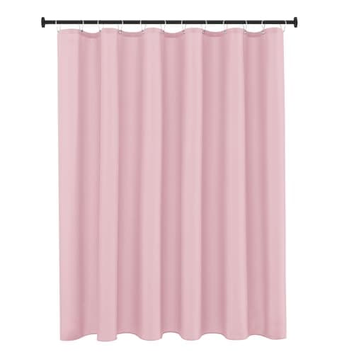 Biscaynebay Hotel Quality Fabric Shower Curtain Liners 72 Inch by 72 Inch, Pink Water Resistant Bathroom Curtains, Rust Resistant Grommets & Weighted Bottom Machine Washable