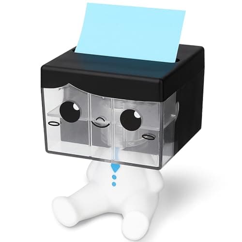 Dormercy Pop-up Notes Dispenser for Desk, Idea Boy Sticky Note Holder for Office School, Cute Office Supplies, 3x3 in, Magnetic Design, White, 1 Pack