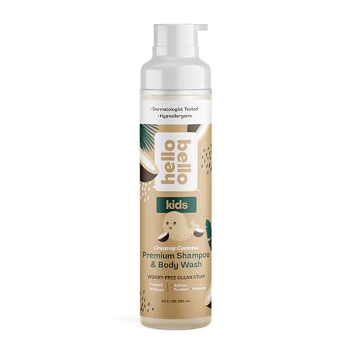 Hello Bello Kids Shampoo & Body Wash - Gentle Hypoallergenic Formula - Vegan and Cruelty-Free - Creamy Coconut Scented - 10 fl oz