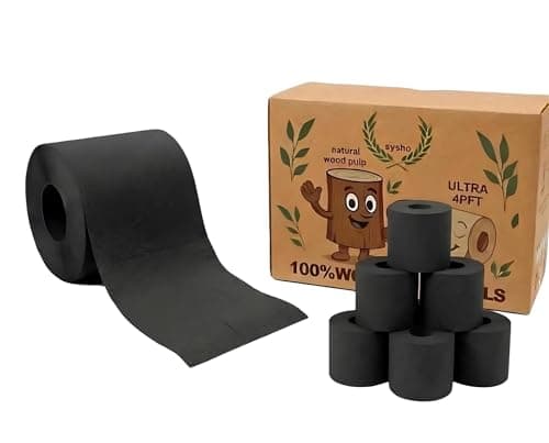 Black toilet paper. 4-ply Flush-safe Strong toilet paper rolls. Soft toilet paper.125 sheets.6 rolls.toilet tissues rolls.Unique black roll.Elegant black bathroom tissue