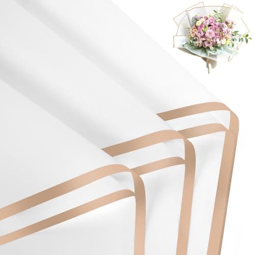 FUHITIM 20 Sheets Flower Wrapping Paper - Waterproof Floral Bouquet Packaging Paper for DIY Crafts，Florist Supplies Packaging Paper for Wedding Birthday Gift (White)