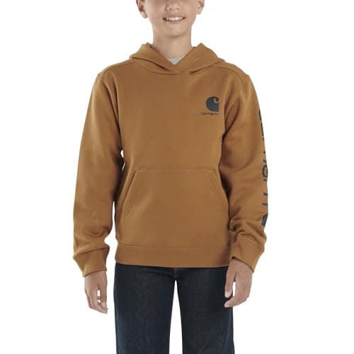 Carhartt Boys Long Sleeve Hooded Sweatshirt, Carhartt Brown, 6