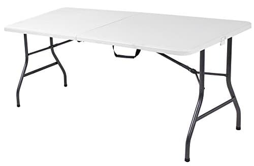 COSCO Fold-in-Half Banquet Table w/Handle, 6ft, White