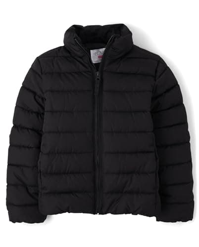 The Children's Place Girls' Medium Weight Puffer Jacket, Wind, Water-Resistant, Black, Small (5/6)