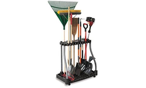 Rubbermaid Garage Tool Tower Rack, Easy to Assemble, Wheeled, Organizes up to 40 Long-Handled Tools/Rakes/ Brooms/Shovles in Home/House/Outdoor/Shed, Black