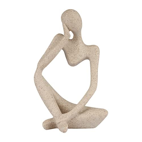 Ozzptuu Sandstone Resin Thinker Style Abstract Sculpture Statue Collectible Figurines Home Office Bookshelf Desktop Decor(Small Sandstone,Left)