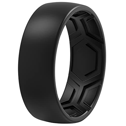 ThunderFit Silicone Rings for Men, Breathable Patterned Design Rubber Wedding Bands 8mm Wide 2.2mm Thick - 1/4/7 Variety Multipack