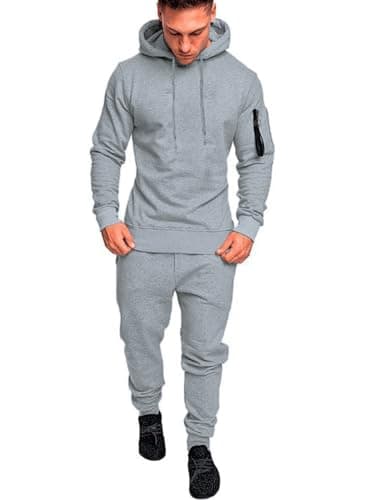 Insenver Men’s Sweatsuits Set 2 Piece Hoodie Outfit Jogging Tracksuits for Men Casual Athletic Long Sleeve Pullover Suit Set
