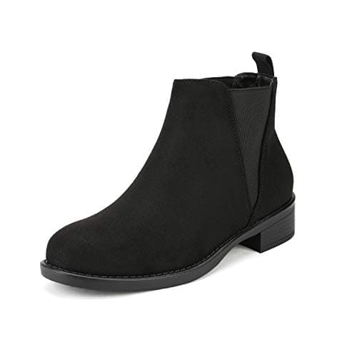 DREAM PAIRS Women's Ankle Boots Chunky Low Heel Chelsea Booties Slip On Elastic Fall Short Boots,Size 7.5,Black,Isabella-2