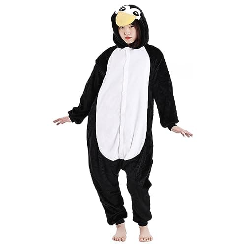 Yymobt Animal Pajamas Cosplay Costume Penguin Sleepwear Unisex Adult Teenager One Piece Men and Women's Snug Fit Homewear for Halloween