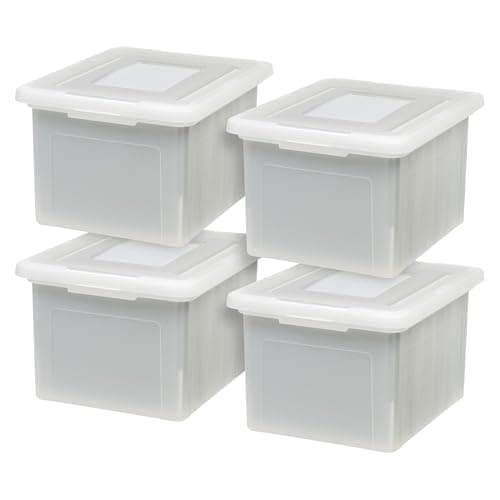 Best Plastic File Boxes #5 from IRIS USA IRIS USA File Box, Plastic File Organizer with Lids for Letter/Legal File, Portable Document Box For Moving, Storage Bin with Durable and Secure Lid, Stackable Nestable BPA-Free, Pearl 35 Qt. 4 Pack