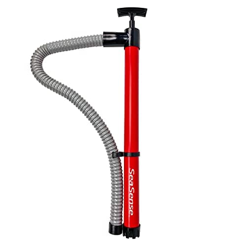 SeaSense Hand Bilge Pump - Self-Priming, Manual Bilge Pump for Water Removal on Small Boats, Kayaks, Canoes, Bilges or Any Place Water Collects - 18" x 20" Hose