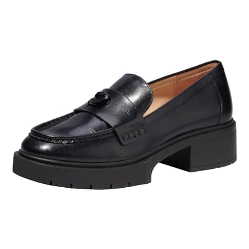 COACH Women's Flats Leah Loafer, Color Black, Size 6