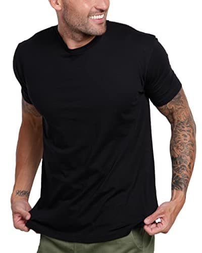 INTO THE AM Premium Men's Fitted Crew Neck Plain Essential Tees - Modern Fit Fresh Classic Short Sleeve T-Shirts for Men (Black, X-Large)