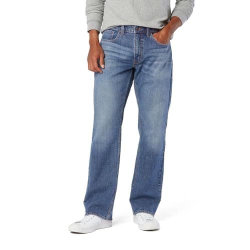 Levi Strauss Signature Gold Men's Relaxed Fit Flex Jeans, Hazy Horizon-Stretch Waistband, 34Wx32L