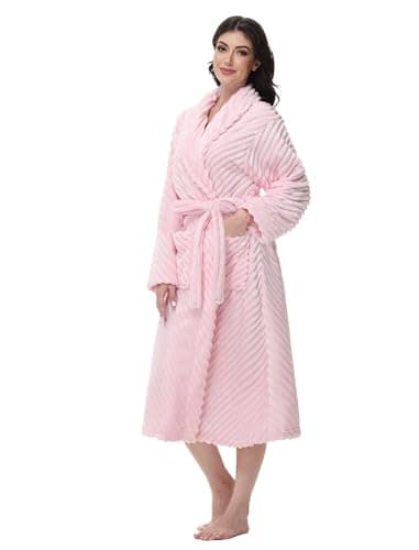 Yurhap Premium Robes for Women - Super Soft Cozy Fleece Womens Robe Plush Long Bathrobe