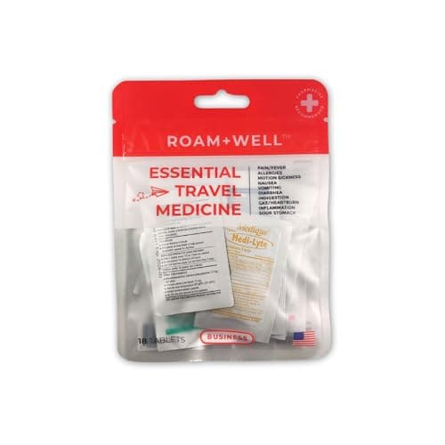 Roamwell Essential Travel Medicine Kit, OTC Travel Medication, TSA Approved (Business | 18 Tablets)