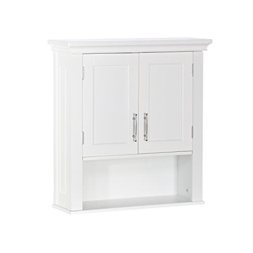 RiverRidge Somerset Two-Door Bathroom and Laundry Wall Mount Storage Medicine Cabinet with Open and Adjustable Shelf - White