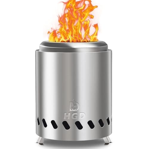 HGD Tabletop Fire Pit, Smokeless Firepit Outdoor, Mini Fire Pit for with Carry Bag for Camping Backyard Patio Garden Picnic, Silver