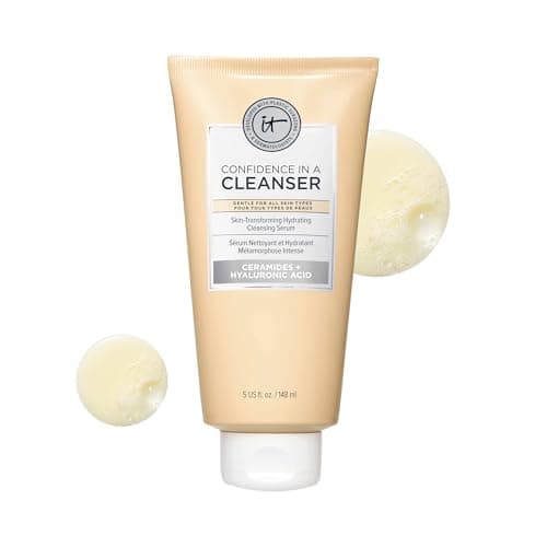 IT Cosmetics Confidence in a Cleanser - Hydrating Serum Foaming Face Wash With Hyaluronic Acid & Ceramides, Gentle Makeup Remover, Skin Barrier Support, Non-Stripping, Sulfate-Free - 5 fl oz