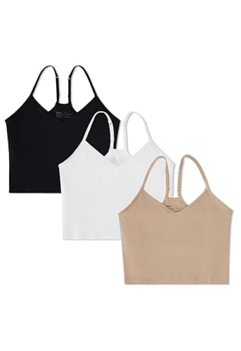 Pact Organic Cotton Women's Everyday Shelf Bra Cropped Camisole 3-Pack