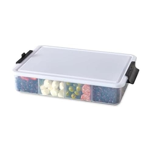 Best Snackle Boxes #10 from Farberware Farberware Large Build-A-Board Snacklebox Serving Tray with Locking Plastic Cutting Board Lid, Portable Storage Container with 11 Compartments for Charcuterie, and More