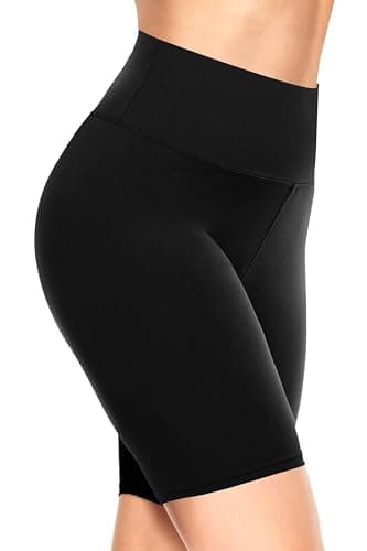 TNNZEET Biker Shorts Women - 8"/5"/3" High Waisted Tummy Control Workout Gym Spandex Booty Yoga Volleyball Shorts A-Black